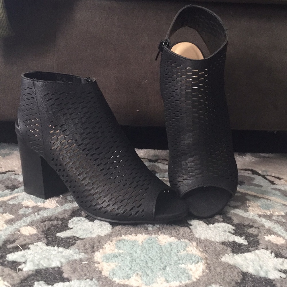 Black peep toe booties